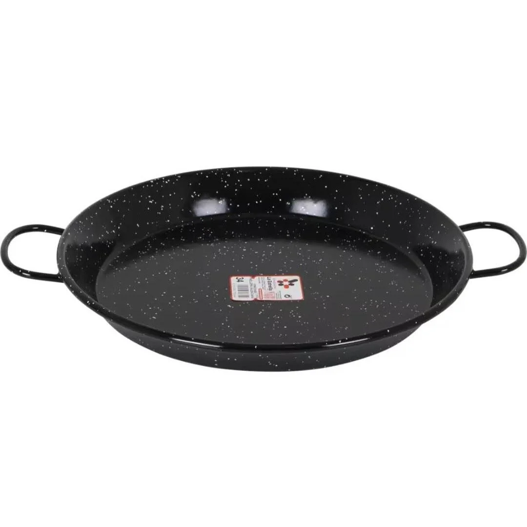 Paellera Valenciana Jaspeada desde (28cm a60 cm) - Acero Vitrificado, Alta Calidad y Durabilidad - Paellera Antiadherente con dos asas, fácil de limpiar