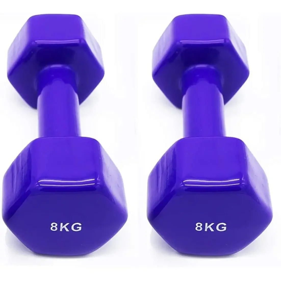 Ozio Fitness Mancuernas Pesas Hexagonales de Vinilo Fitness Gimnasia Morado - 2 Unidades 8 Kg