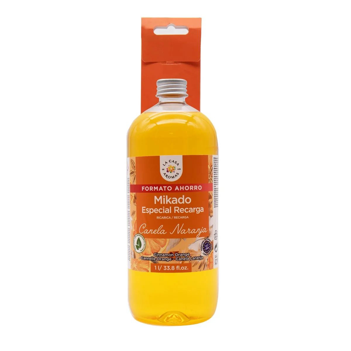 La Casa de los Aromas Mikado Reposicion CANELA NARANJA  botella 1 Litro con 15palitos de recambios Ambientador Fragancia  DURADERA  1000ml Calidad garantizada