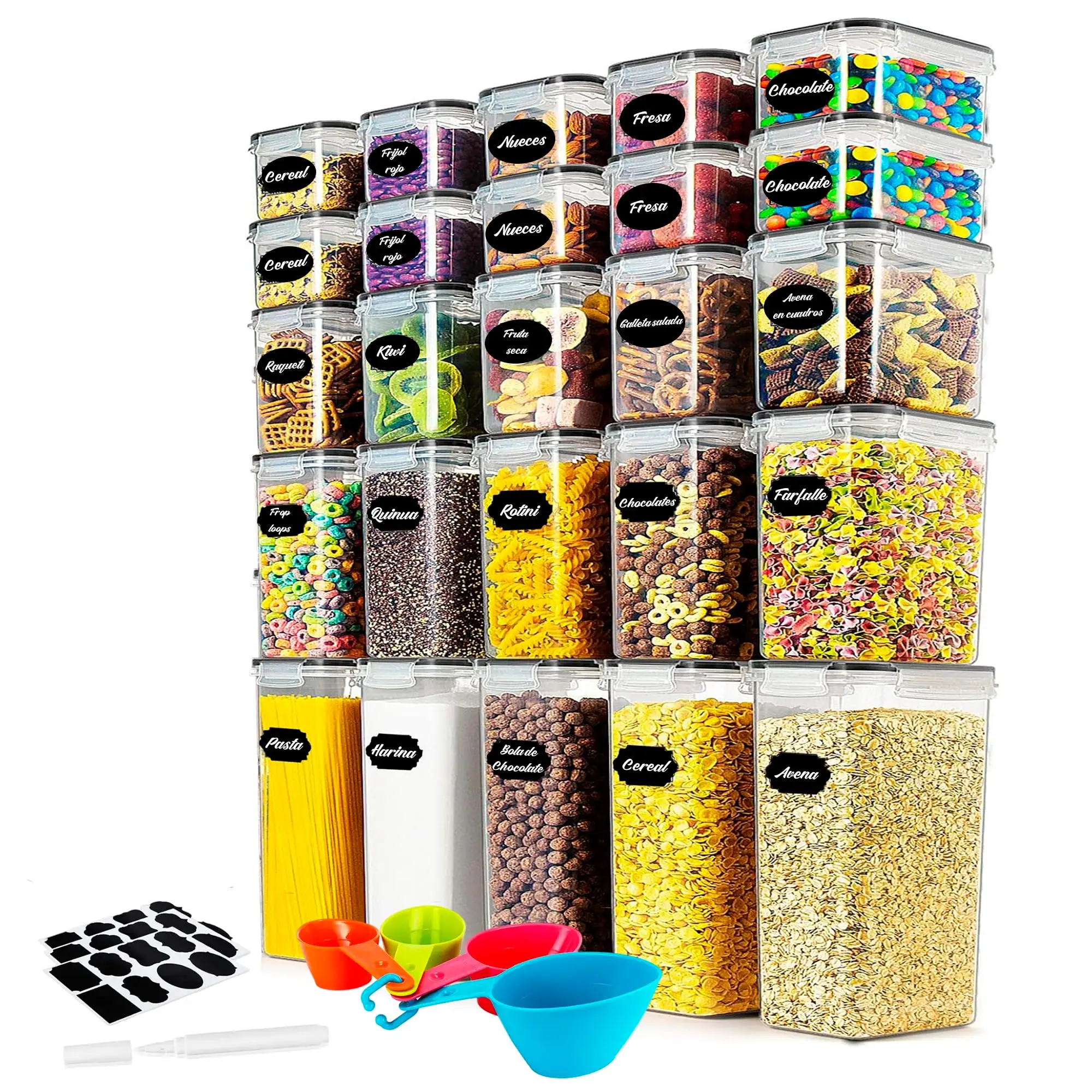 Jupplies kitchen storage jars - airtight food containers - plastic kitchen storage jars - containers for cereals, pasta, grains, flour