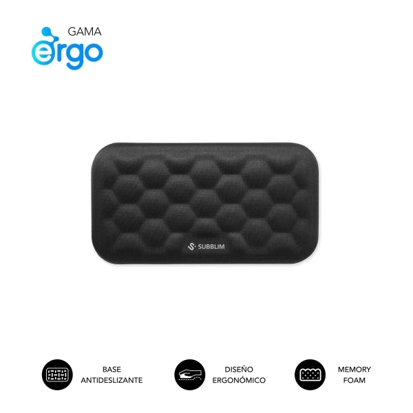 Subblim ergo airpadding reposamuÃ±ecas para raton - espuma viscoelastica 65d - tejido airmesh transpirable - base antideslizante - color negro