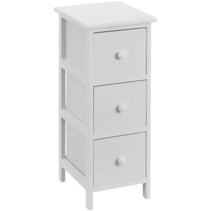 G Cajonera Blanca de Madera de Paulonia con 3 Cajones de 25x25x60 cm/30x24x60cm/28x37x57cm/25x25x51cm - Versátil y Práctica