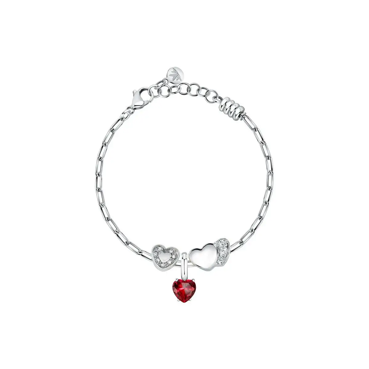 Morellato Pulsera Mujer Drops Br. Ss Scz1312+ 3pc Hrt Be 16+3cm De Acero Plateado, Rojo