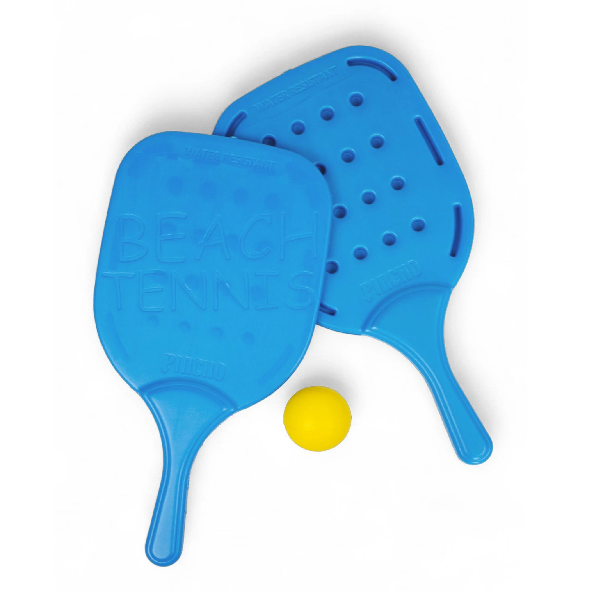 Pincho Palas de Playa Impermeables – Juego de Palas Ligeras y Resistentes al Agua y Arena – Set de 2 Palas con Pelota para Jugar en la Playa, Piscina o Camping – Diversión para Niños y Adultos