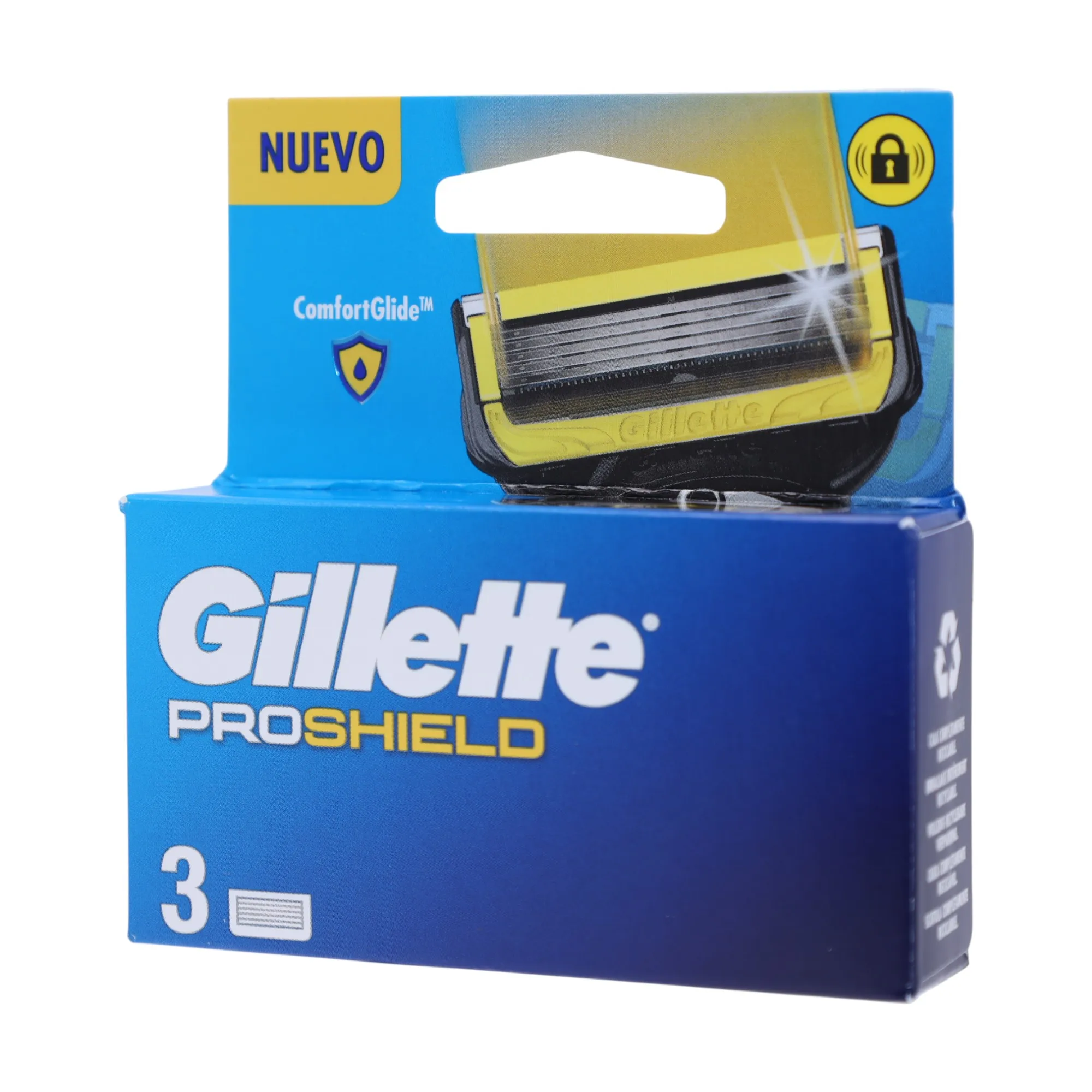 Gillette ProShield ComfortGlide 3 cuchillas de recambio para afeitadora – 3 unidades, doble banda lubricante, protección anti-irritación