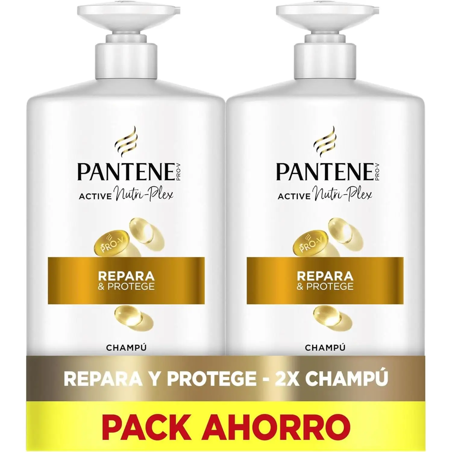 Pantene Pro-V Repara Y Protege Champú 2x1000ML, Dispensador, Pelo Seco Y Dañado. Limpia Y Protege Los Enlaces Capilares. Sin Siliconas. Active Nutri-Ple