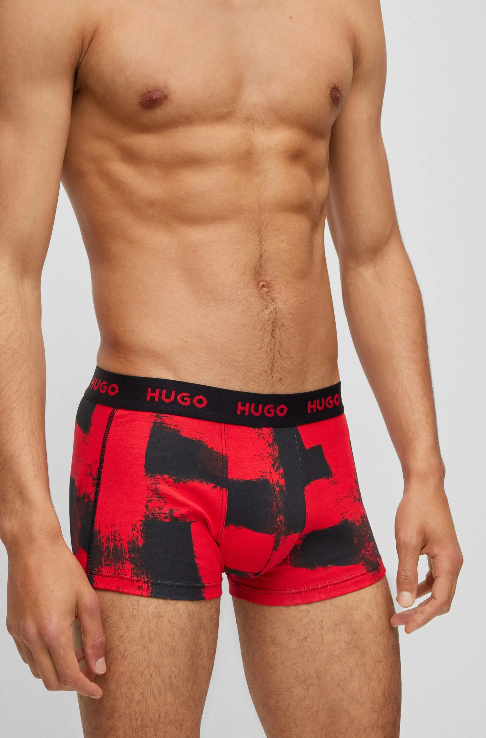 Hugo Boss -3 Pack- Design Cotton Stretch boxer (black, red fantasy and black)