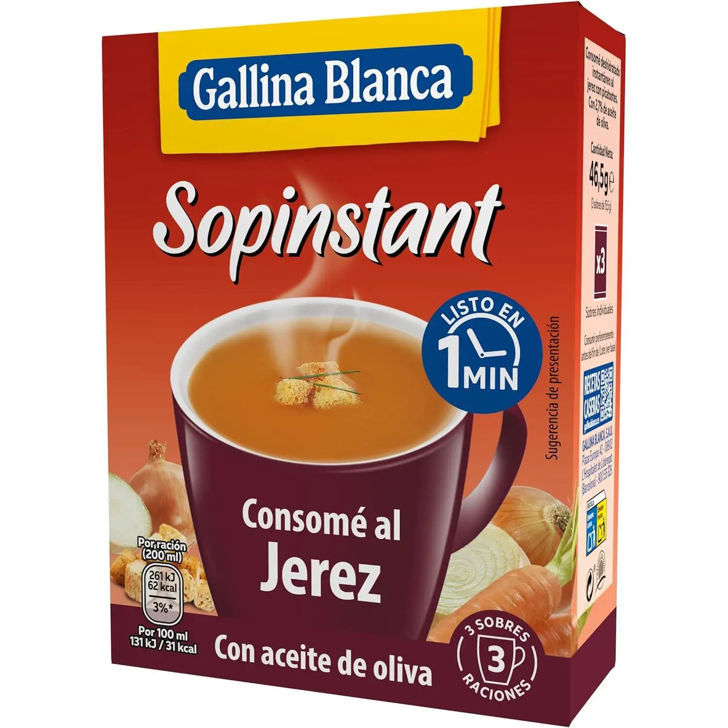 Gallina Blanca - Sopinstant - 2 UNIDADES Consomé al jerez   3 Sobres x 15 gr