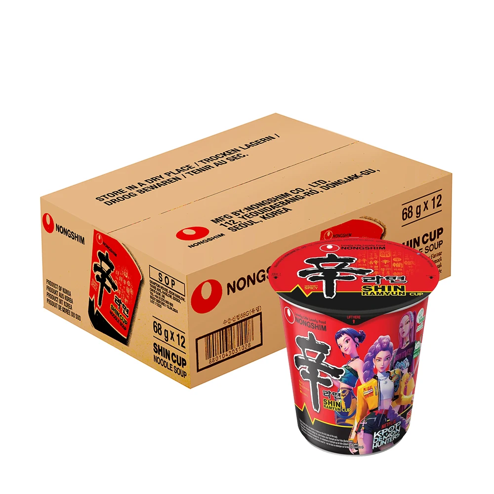 Nongshim Shin Ramyun Cup Picante 68 g – Fideos Instantáneos Coreanos | Edición Netflix K-Pop Demon Hunters