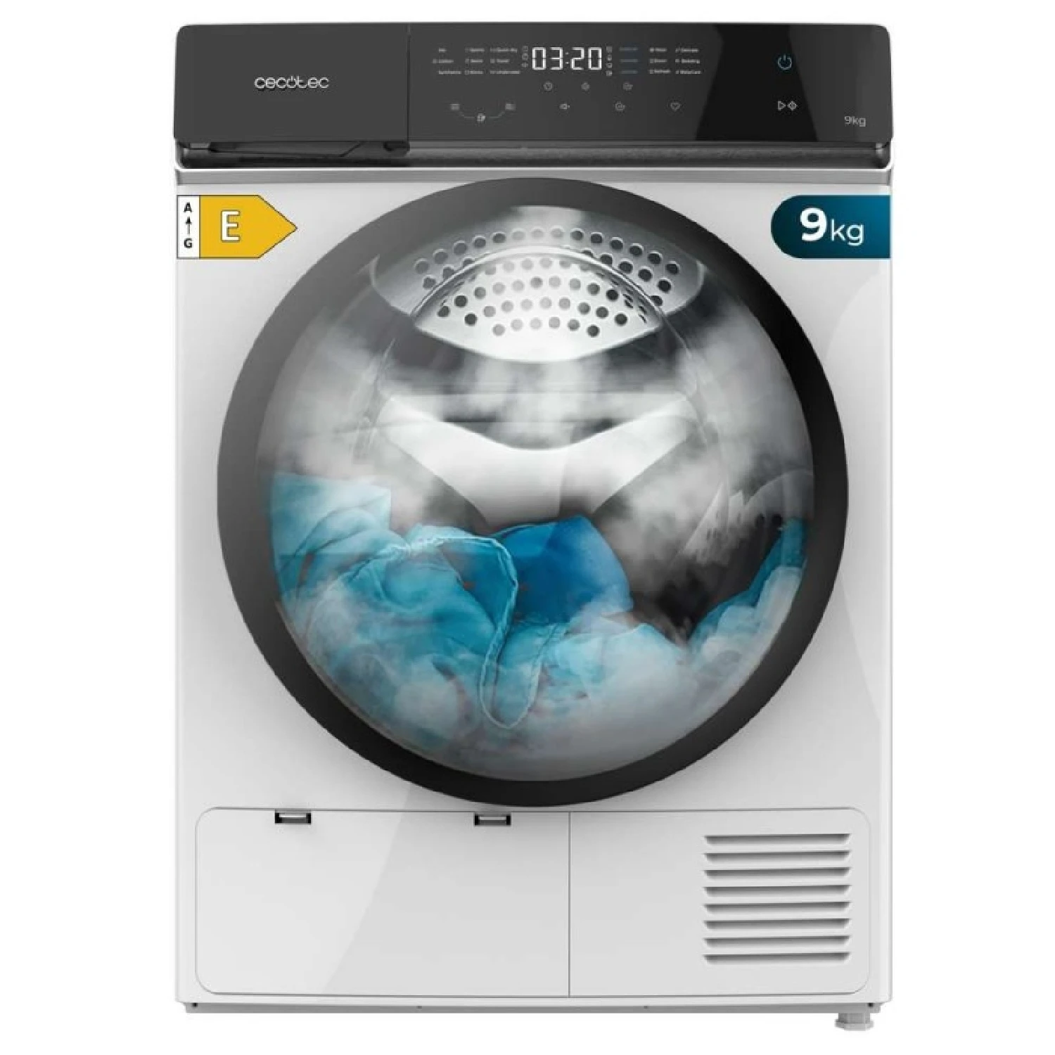 Cecotec Secadora de Ropa Bomba de Calor 9 kg Bolero DressCode Dry 9400, Clase Equivalente A++, 15 programas