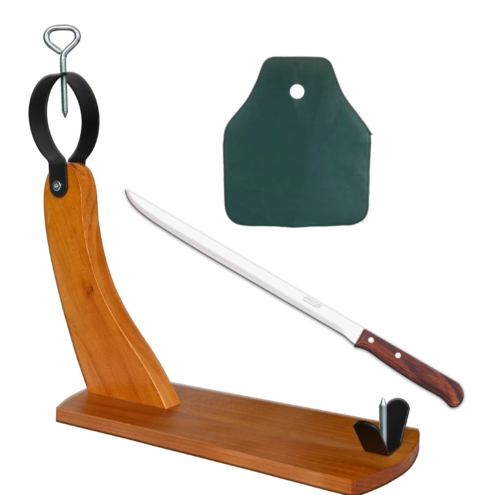 CUPERINOX Soporte Jamonero Jamonero Profesional Jamonero y cuchillo jamon Cuchillo Jamonero madera + Funda Jamon Tabla Jamonera Fabricado en España