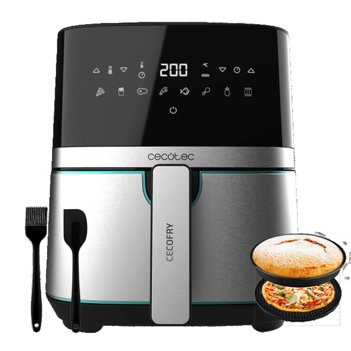 Freidora de Aire sin Aceite 5,5L Cecotec Cecofry Full Inox Pro 5500, 1700 W, Dietética, Digital