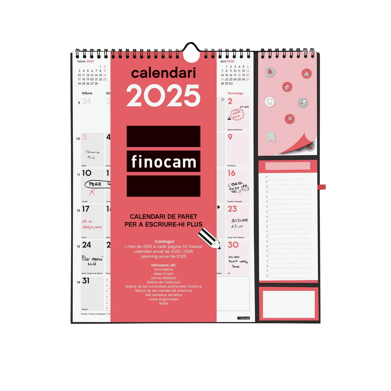 Finocam-neutral wall calendar Plus neutral 2025 January 2025-December 2025 (12 months) Catalan