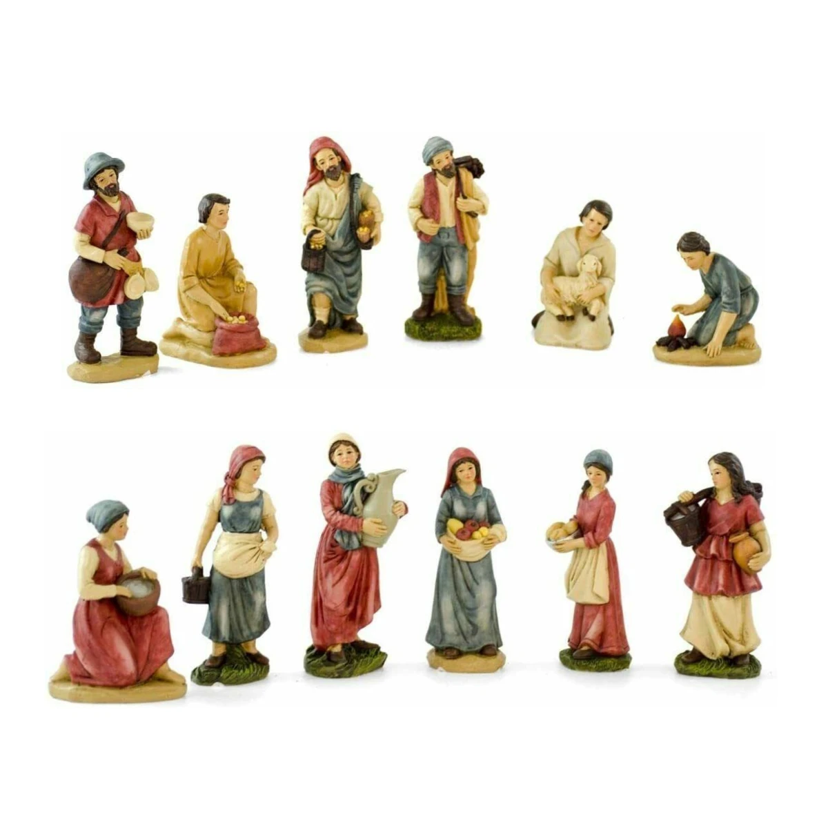 Gerimport Christmas Figures Set of 6, 13cm Resin Pastors for Christmas Decoration, Realistic Detail for Nativity Scene, Durable and Versatile for Indoor/Outdoor Use.