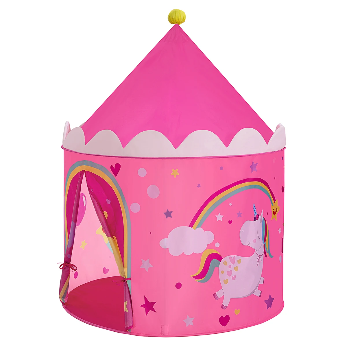 SONGMICS Tienda para Niños, Carpa Infantil, Castillo de la Princesa, Pop Up, Regalo para Niños, para Interior y Exterior, Bolsa de Transporte, Rosa y Amarillo, Regalo de Navidad