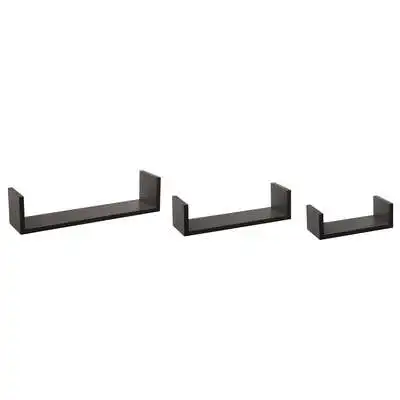 Factory Cuadros - Juego de 3 Estantes de Pared Negros con Laterales Cerrados - Organización Moderna | Fácil Instalación | Almacenamiento Versátil