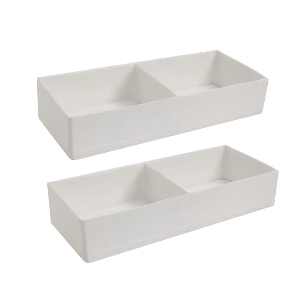 Lote 2 Organizadores de 2 Huecos PlusCalidad - Distribuye Tu Ropa en Armarios o Cajones de manera simple y accesible - Ropa Ligera y Delicada - Color Blanco - Plegable, Ligero, Fácil de Guardar