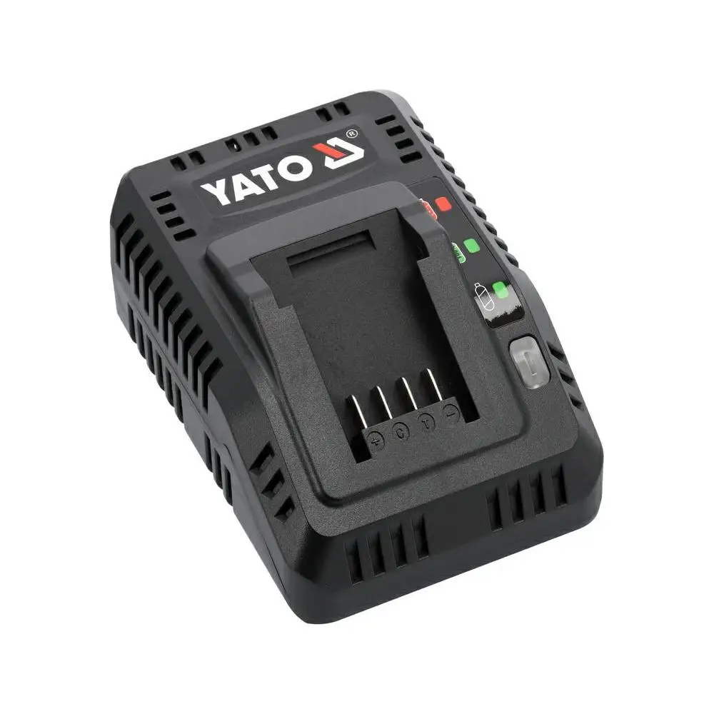 YATO, modelo YT-828498, Cargador rápido, ideal para baterías de herramientas eléctricas, 18V 2.2A, carga eficiente y segura, compatible con toda la línea YATO 18V