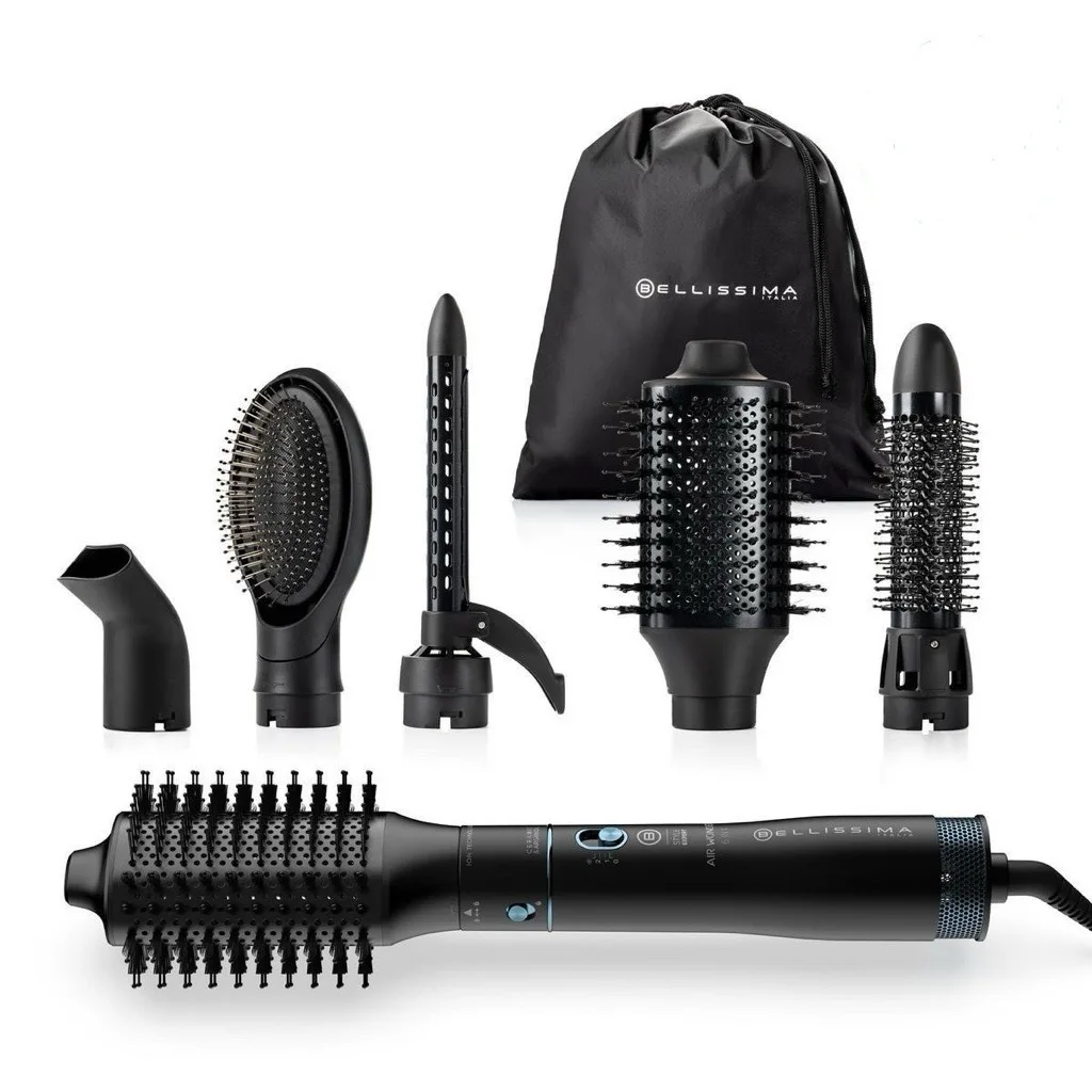 Bellissima Air Wonder Style Expert hot Air brush Ion technology keratin ceramic coated brushes dry volume 8 accessories 1000 W