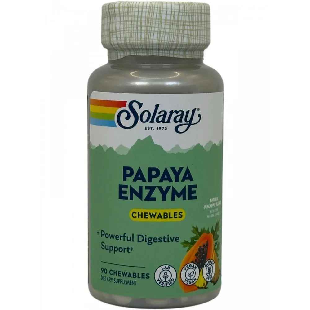 Papaya digestive enzymes 90 solaray chewable tablets