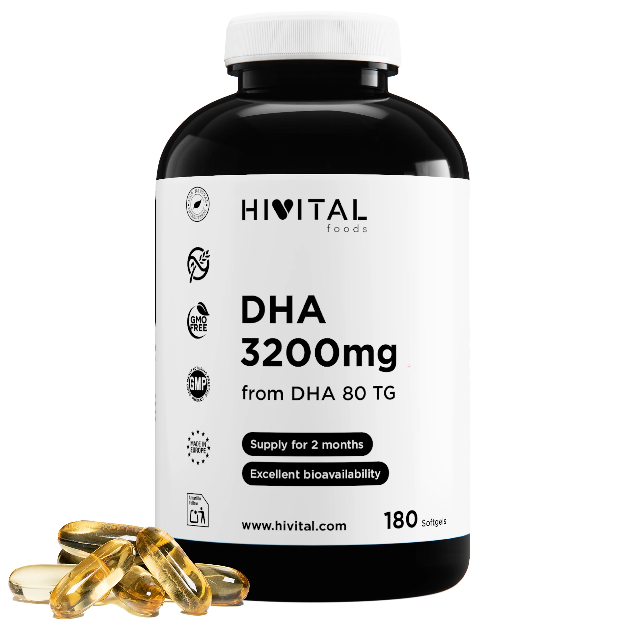 DHA 3200 mg | 180 perlas. Hivital