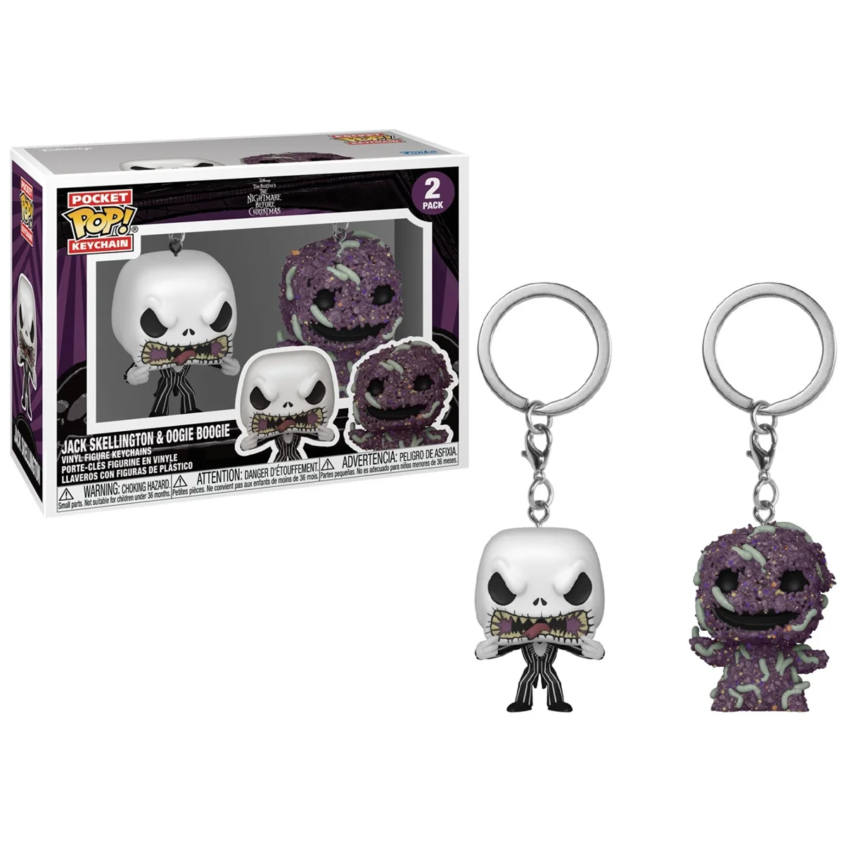FUNKO POP! KEYCHAIN: PESADILLA ANTES DE NAVIDAD - JACK SKELLINGTON Y OOGIE BOOGIE, 82402, TIENDA CON LICENCIA OFICIAL