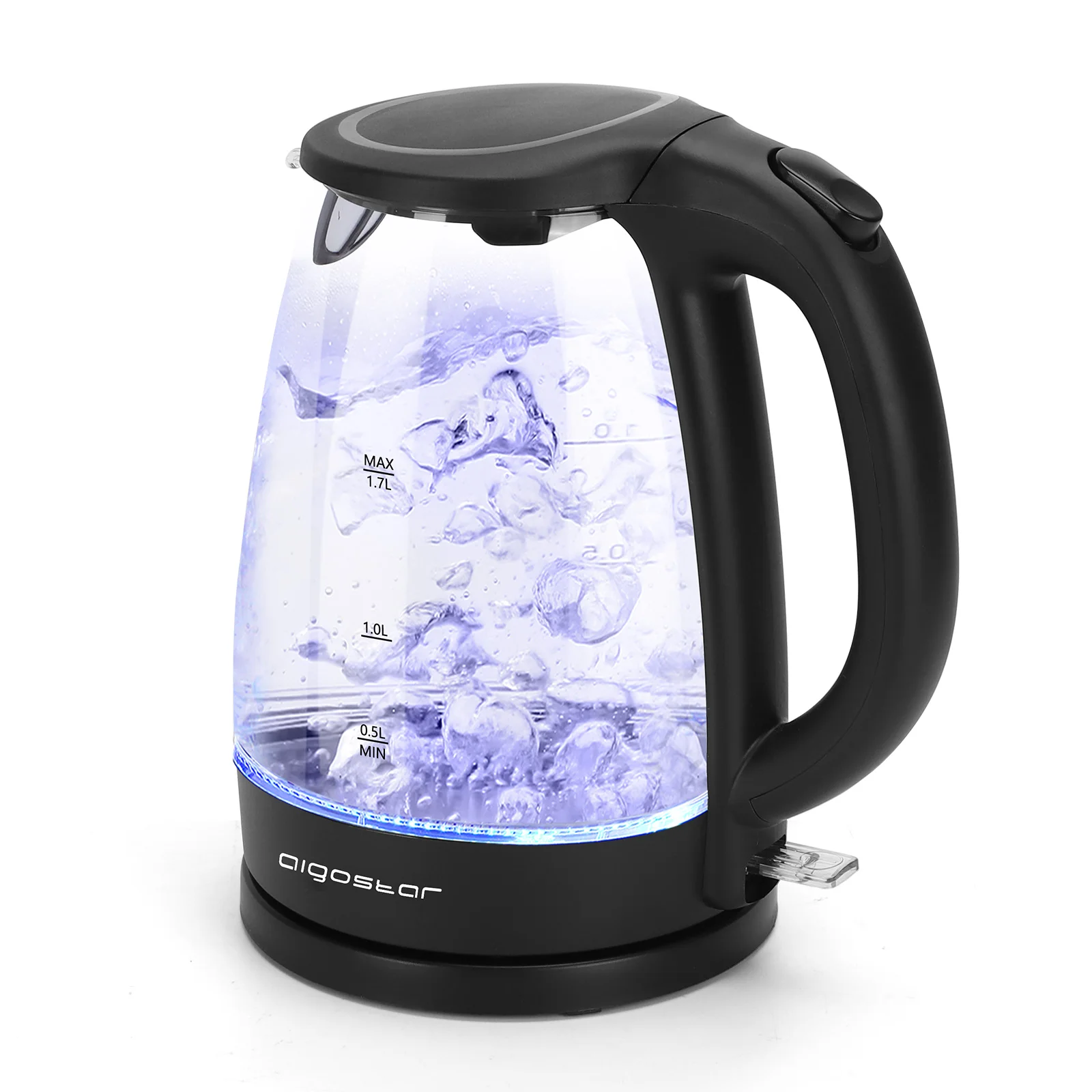 AIGOSTAR electric glass kettle with Led lighting (1.7 L, 2200W)