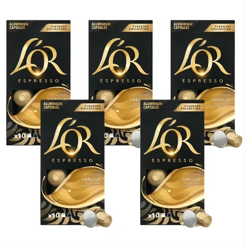 Pack 5 x L'OR Cafe Espresso Cápsulas Vainilla 10 Uds Compatibles con Maquina Nespresso - Qumir