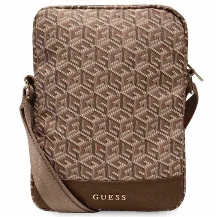 Funda Bolso Guess para tablet 10" Modelo GCube Stripe color Marrón GUTB10HGCFSEW
