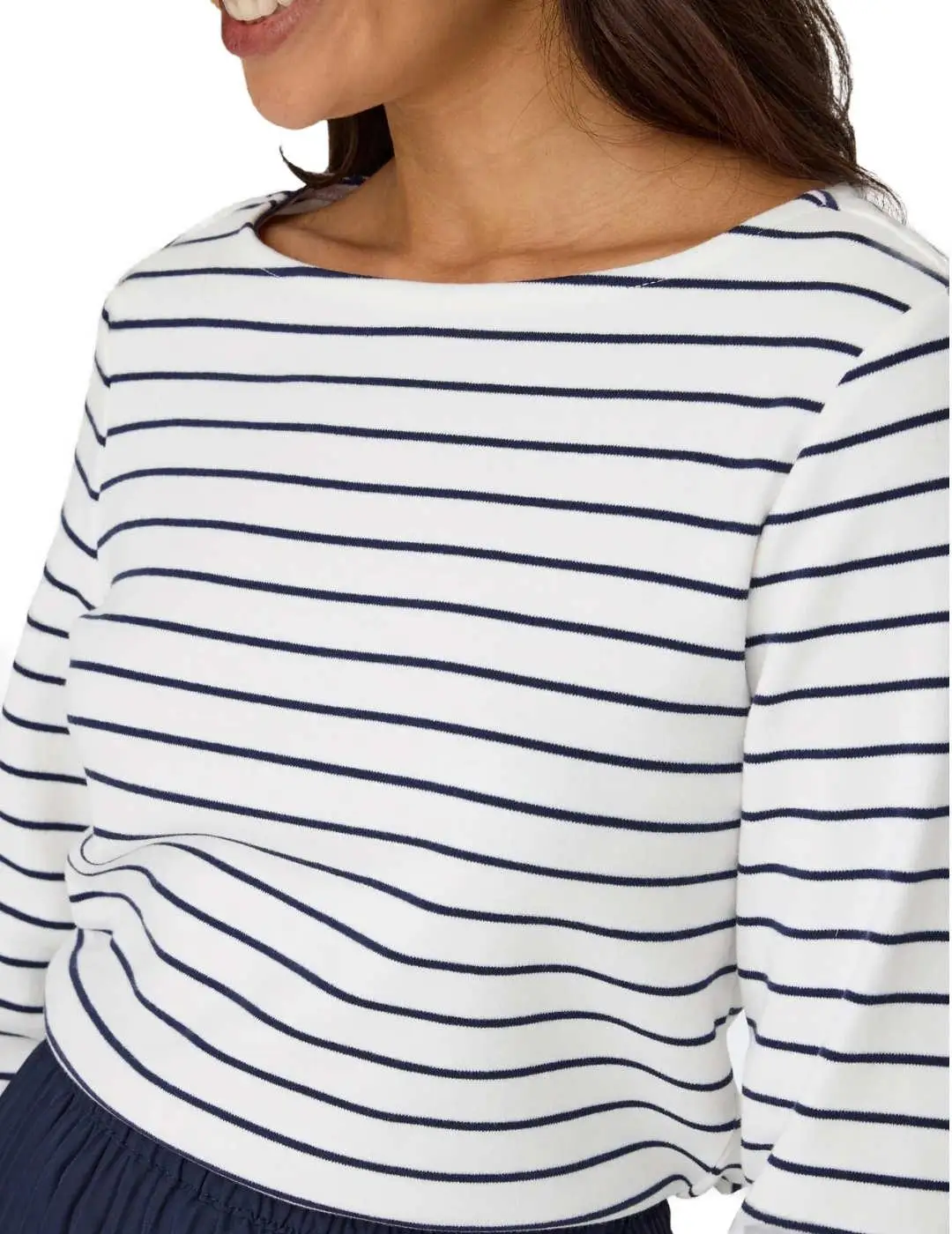 Women 3/4 Sleeve Striped White Only Ibi T-Shirt