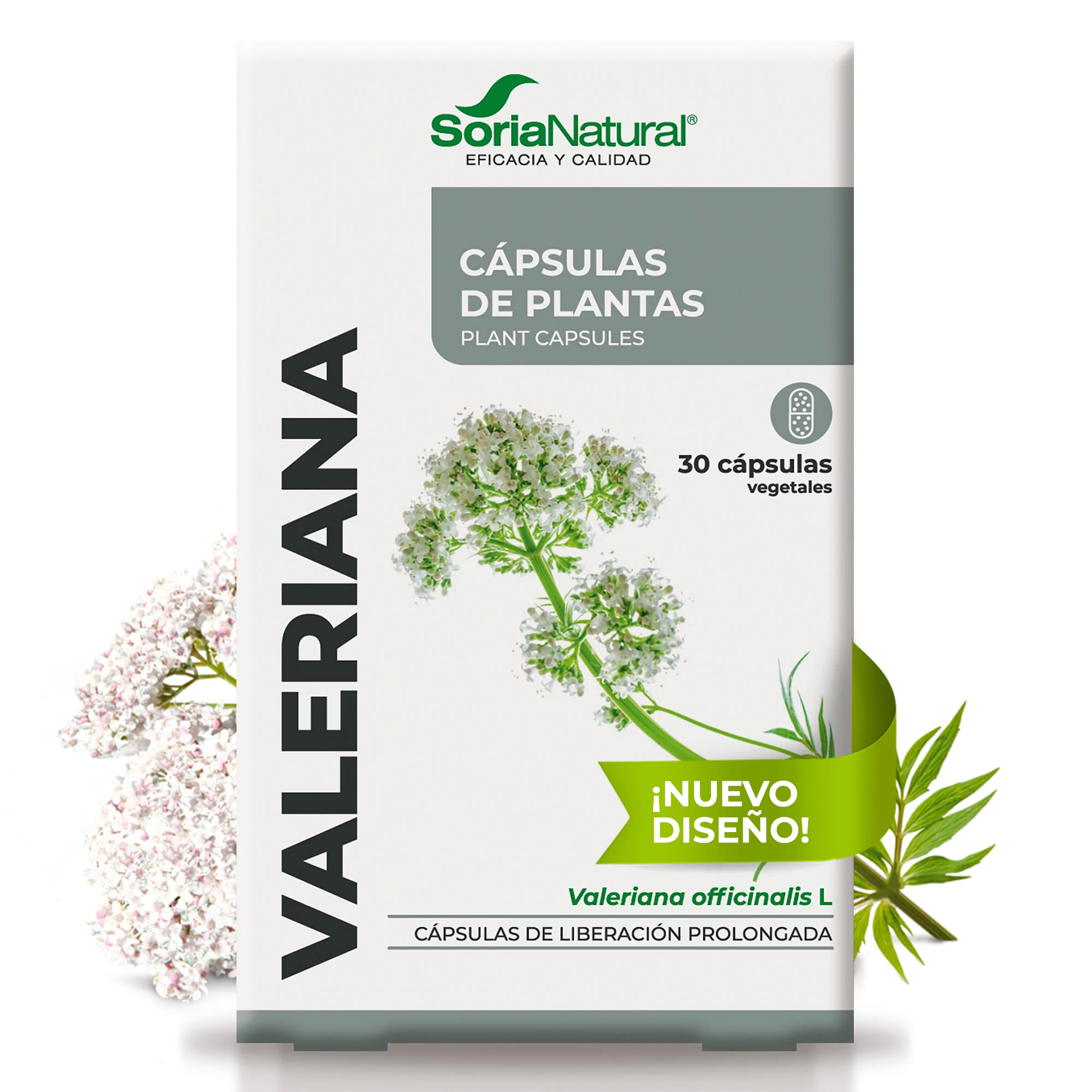 Soria Natural Valeriana Cápsulas - Propiedades Calmantes y Sedantes - Caja con 30 Cápsulas de 690 mg