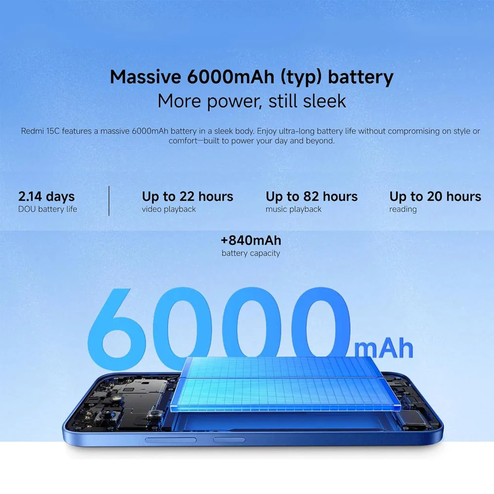 Xiaomi Redmi 15C Smartphone 4GB+128GB| 4+256GB Pantalla de 6.9″ batería de 6000mAh Carga rápida de 33W procesador Octa-Core 5
