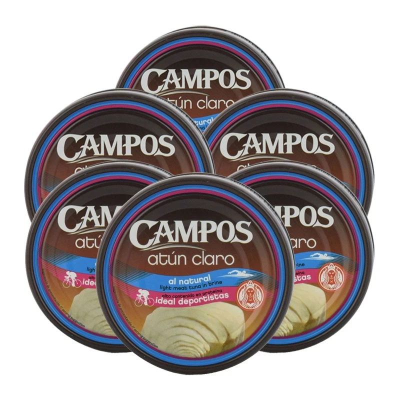 Atún claro al natural Campos 160 g x 6 latas. Total 960 g.