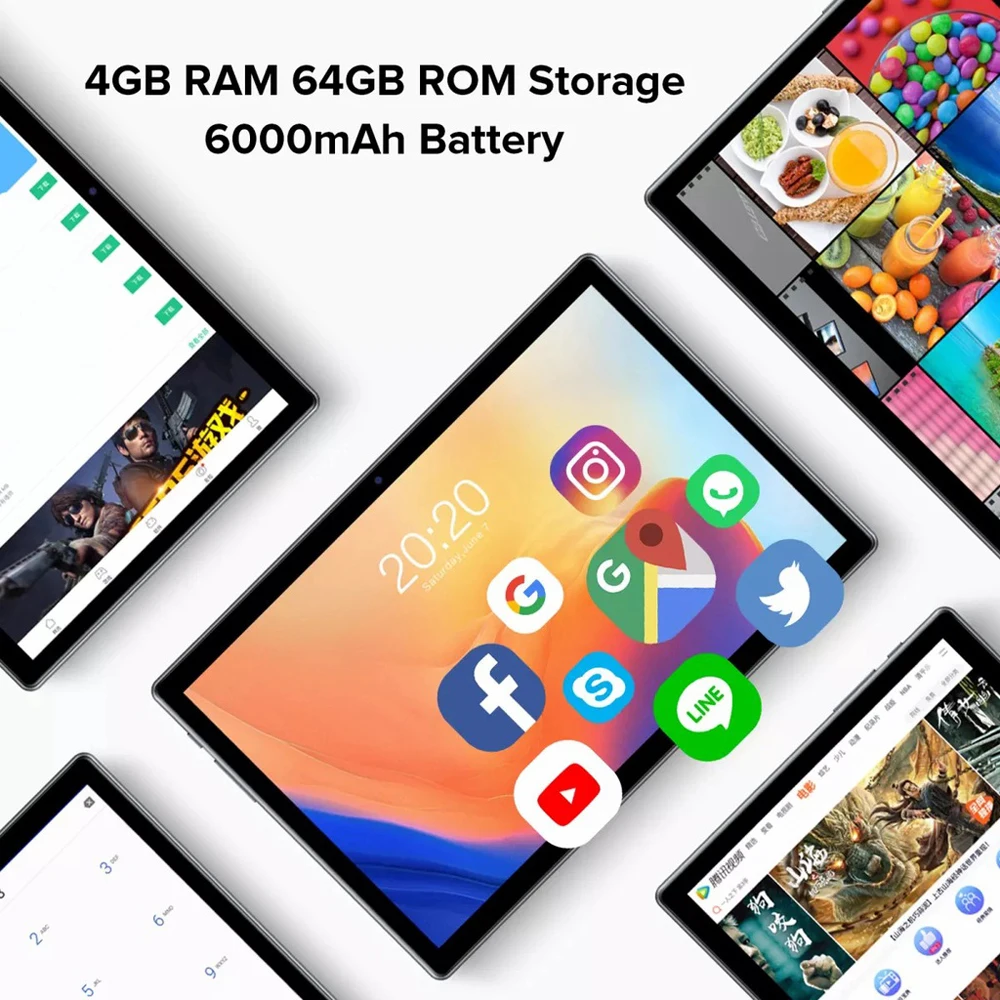 Teclast P20HD Tablet 10,1 Pulgadas Pantalla IPS Resolución 1920*1200, Procesador Octa-Core Unisoc, 4GB RAM + 64GB Almacenamiento, Batería 6000mAh, Compatible con Red 4G 8