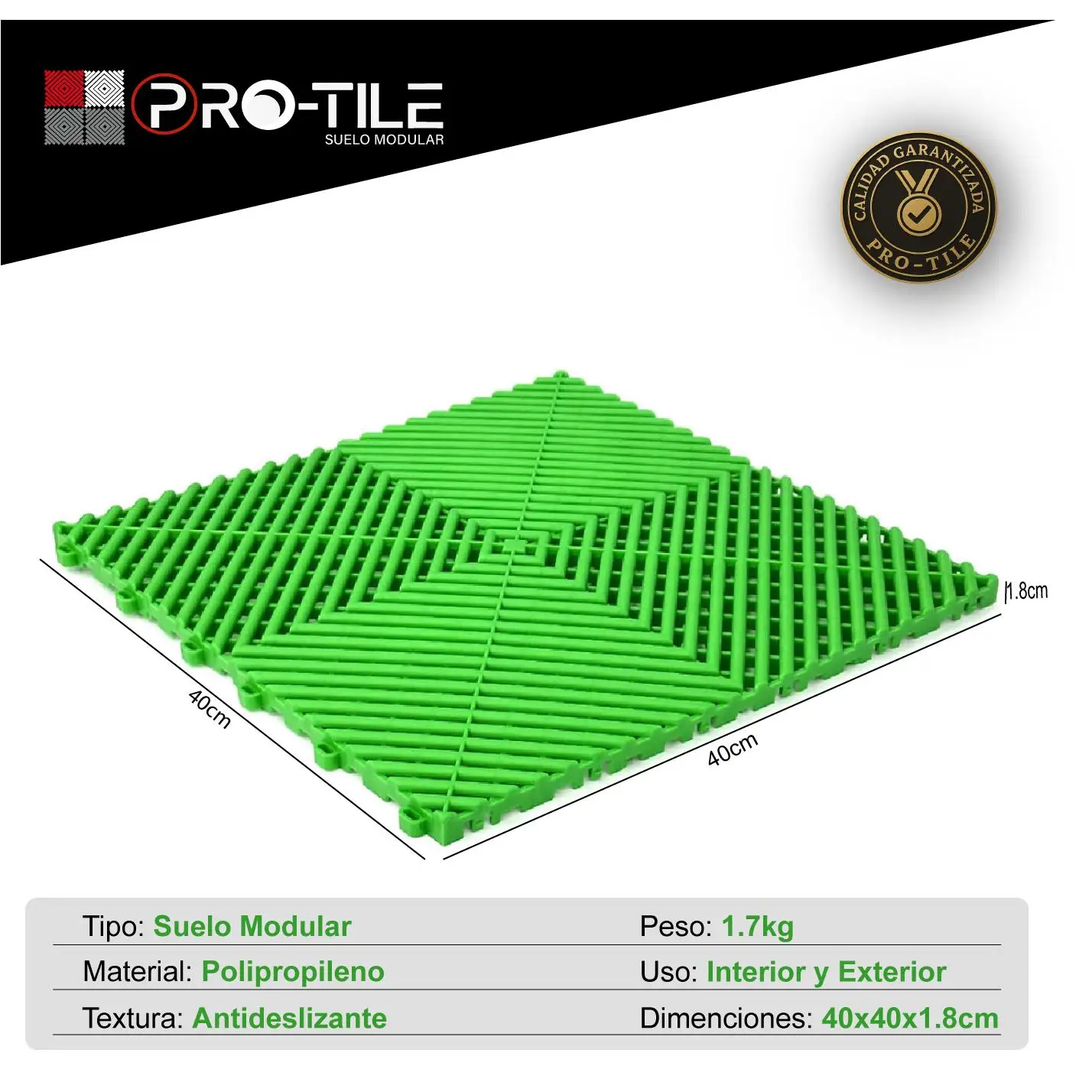 Suelo Modular para garajes, talleres, lavadero. Caja de 25 unidades marca PRO-TILE.