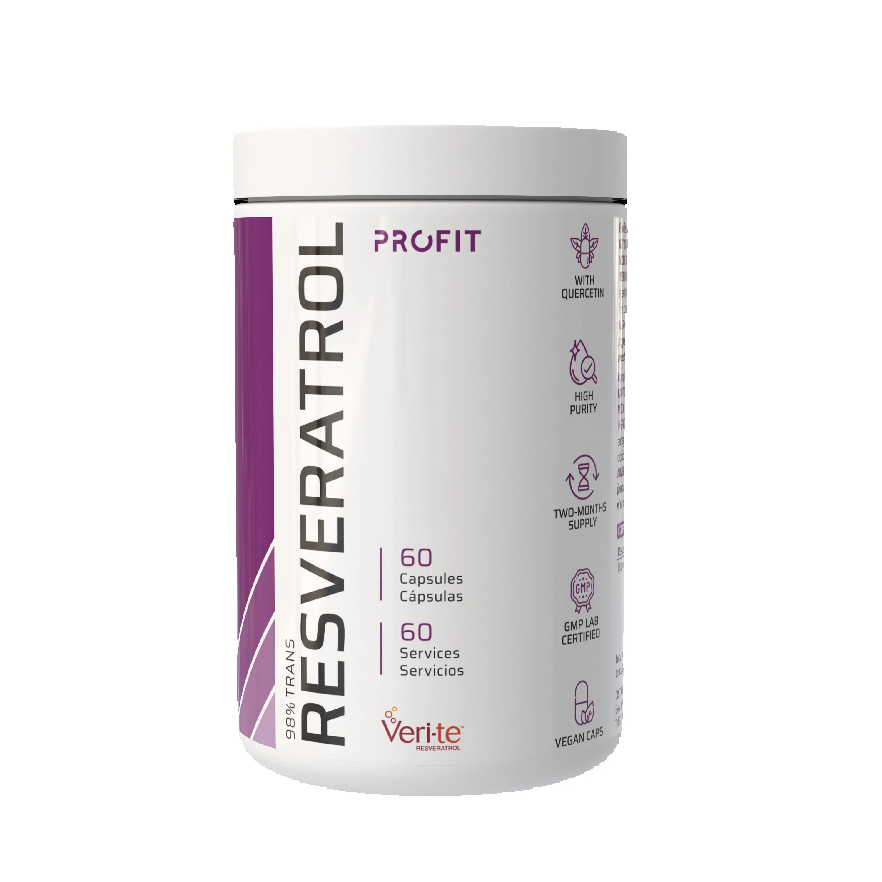 PROFIT Resveratrol - 60 vcaps. Cápsulas Vegetales con Trans-Resveratrol para Protección Celular y Energía Diaria