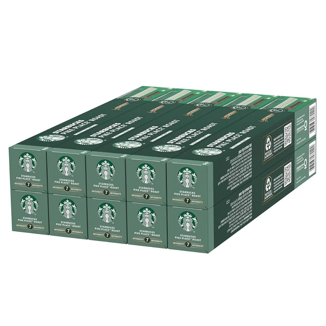 Cápsulas de Café Starbucks Pike Place Roast 100% Arábica Tueste Medio - Compatibles con Máquinas Nespresso® (100 Unidades)