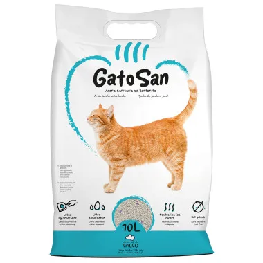 Arena Sanitaria de Bentonita GatoSan Fragancia Talco 10 L | Arena Aglomerante para Gatos