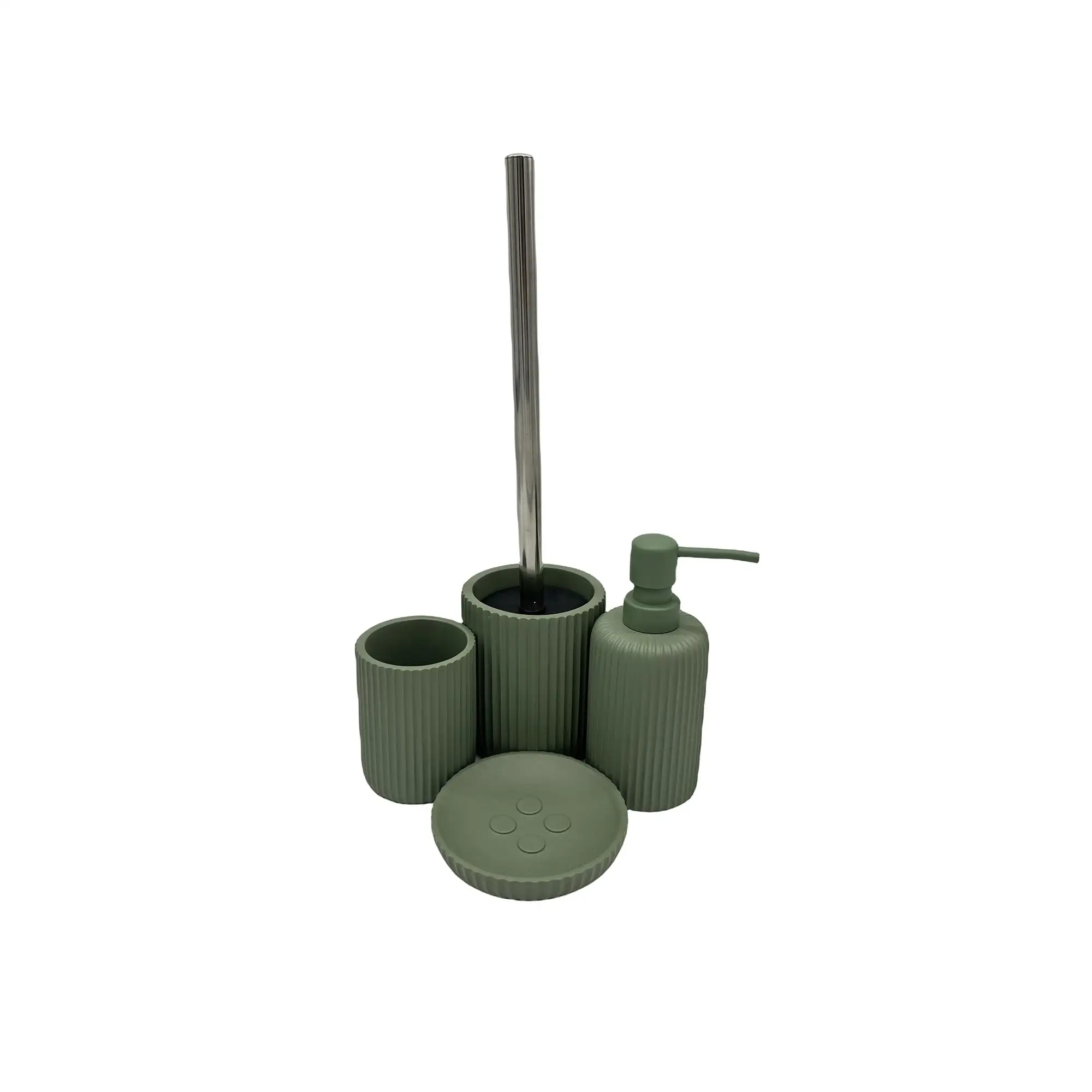 Juego de Baño PLUSHOME Dispensador Poliresina 4 Piezas Verde