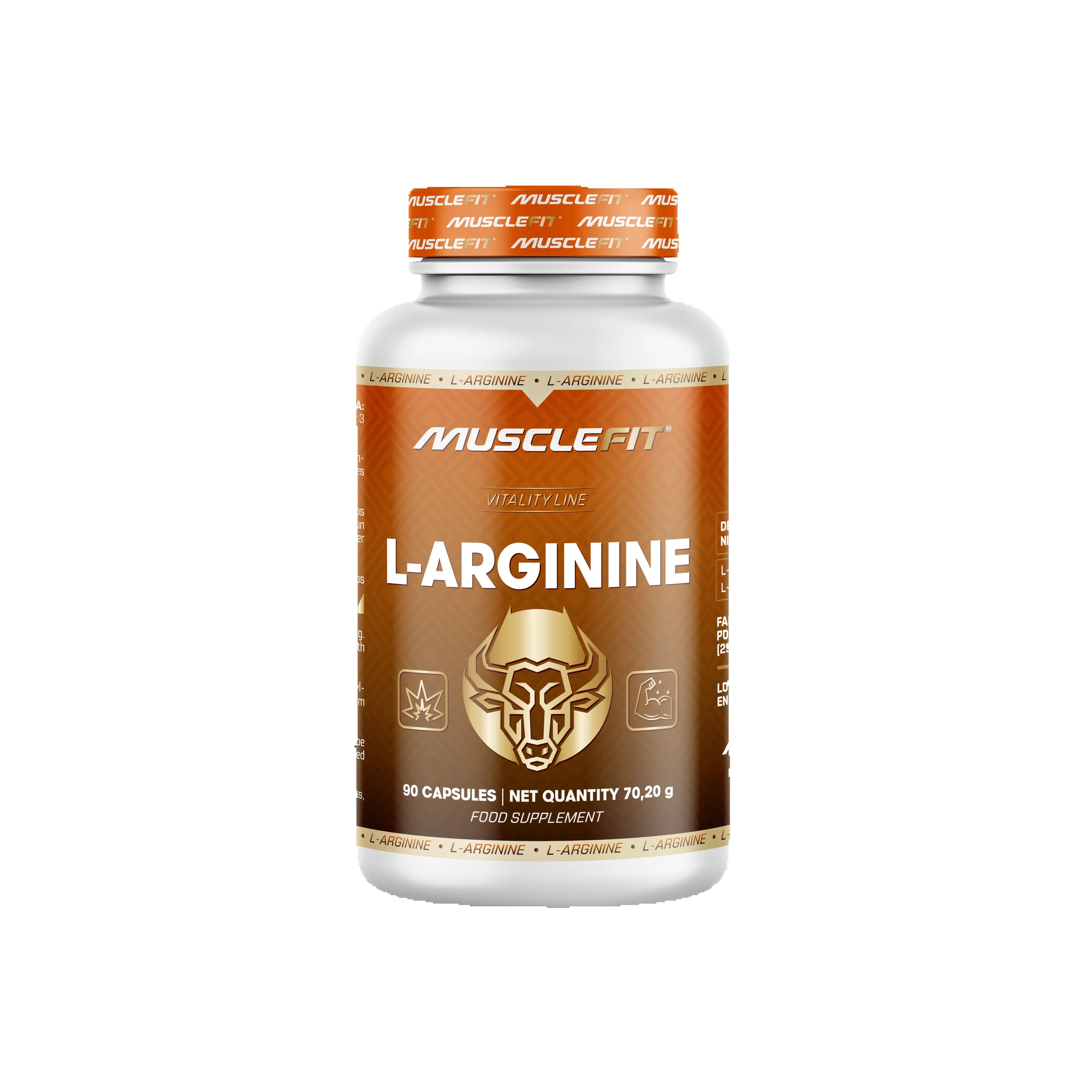 100% Arginina - MuscleFit│90 cápsulas│Complemento alimenticio a base de L-Arginina Pura
