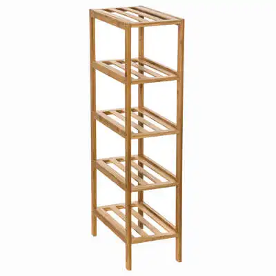 4-compartment narrow bamboo bathroom shelf