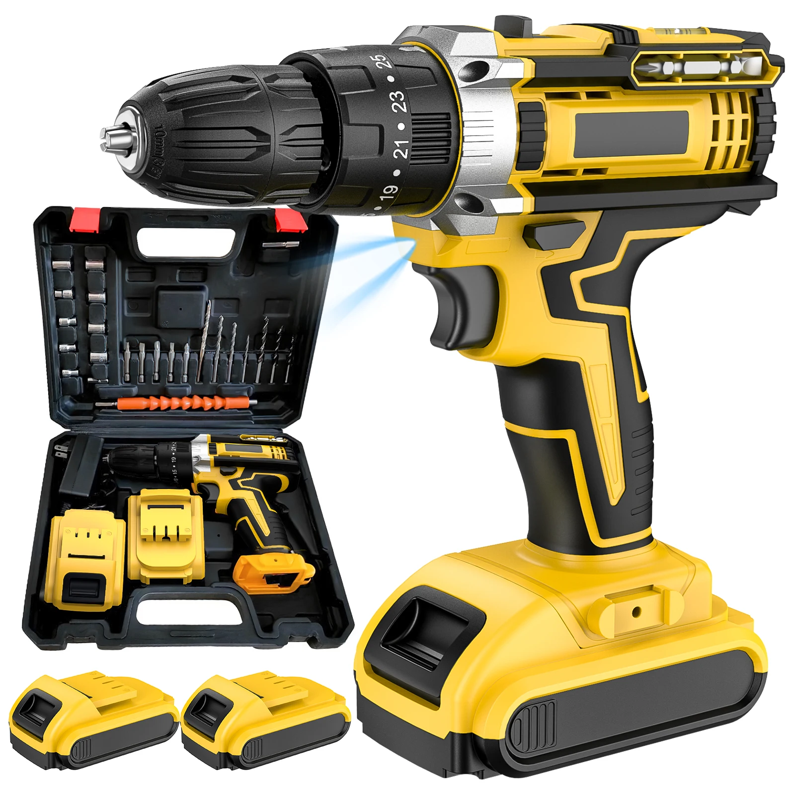 Cordless Impact Drill Electric Screwdriver with Lithium-Ion Battery, 18V, 400W, 45 Nm Torque for Home DIY, 3/8" Chuck Size, Lightweight 1.2 kg, CE Certified, Ideal Electric Tool for Gifts