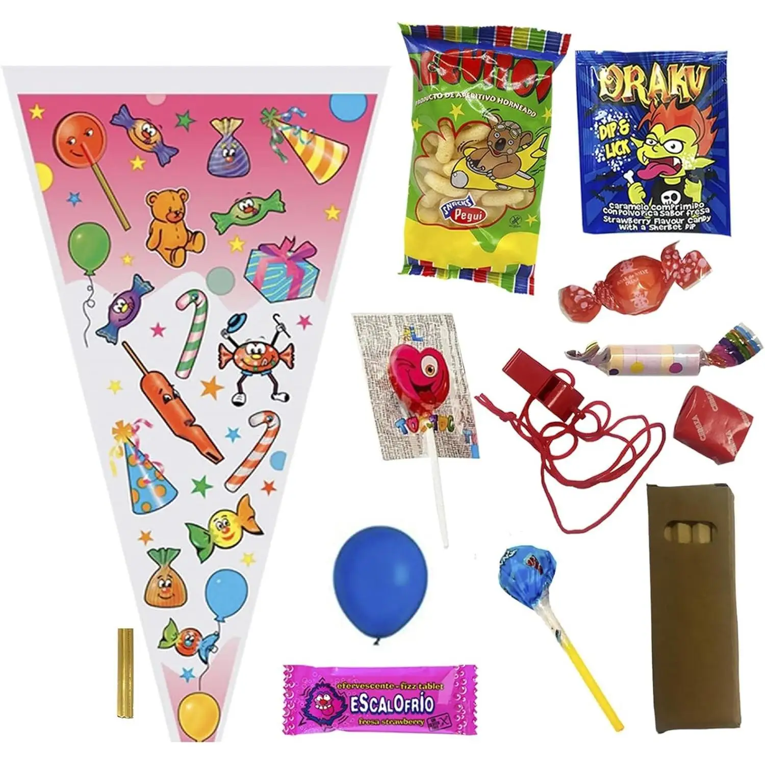 Deliex Delicias de Extremadura Lote de 30 Conos con Chuches para Cumpleaños Infantiles - Sin Alérgenos