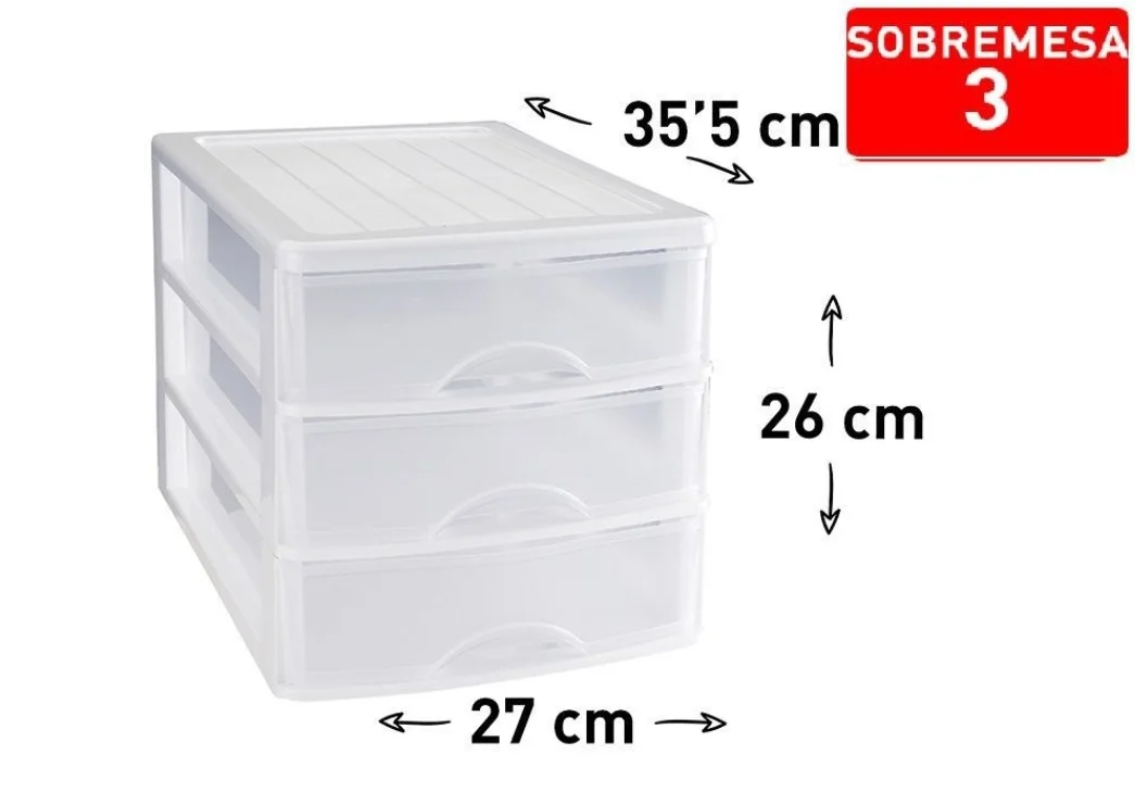 Tabletop 3 Plastic Chest of Drawers, 35.5X27X26Cm, Multicolored Drawers, Storage Tower, Tabletop, Desk, Bathroom, Office,Ect.