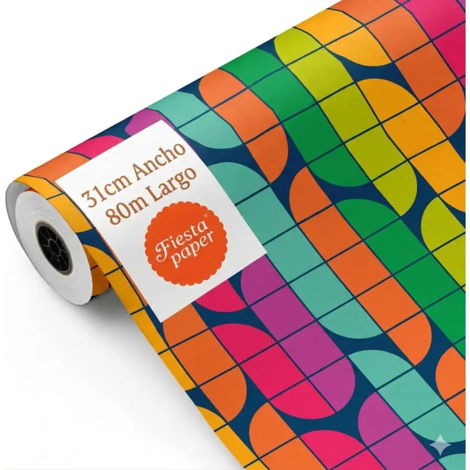 Bobina papel de regalo, rollo grande 31cm x 80m - Papel de envoltorio - Ideal para Negocios Comercios FIESTA PAPER
