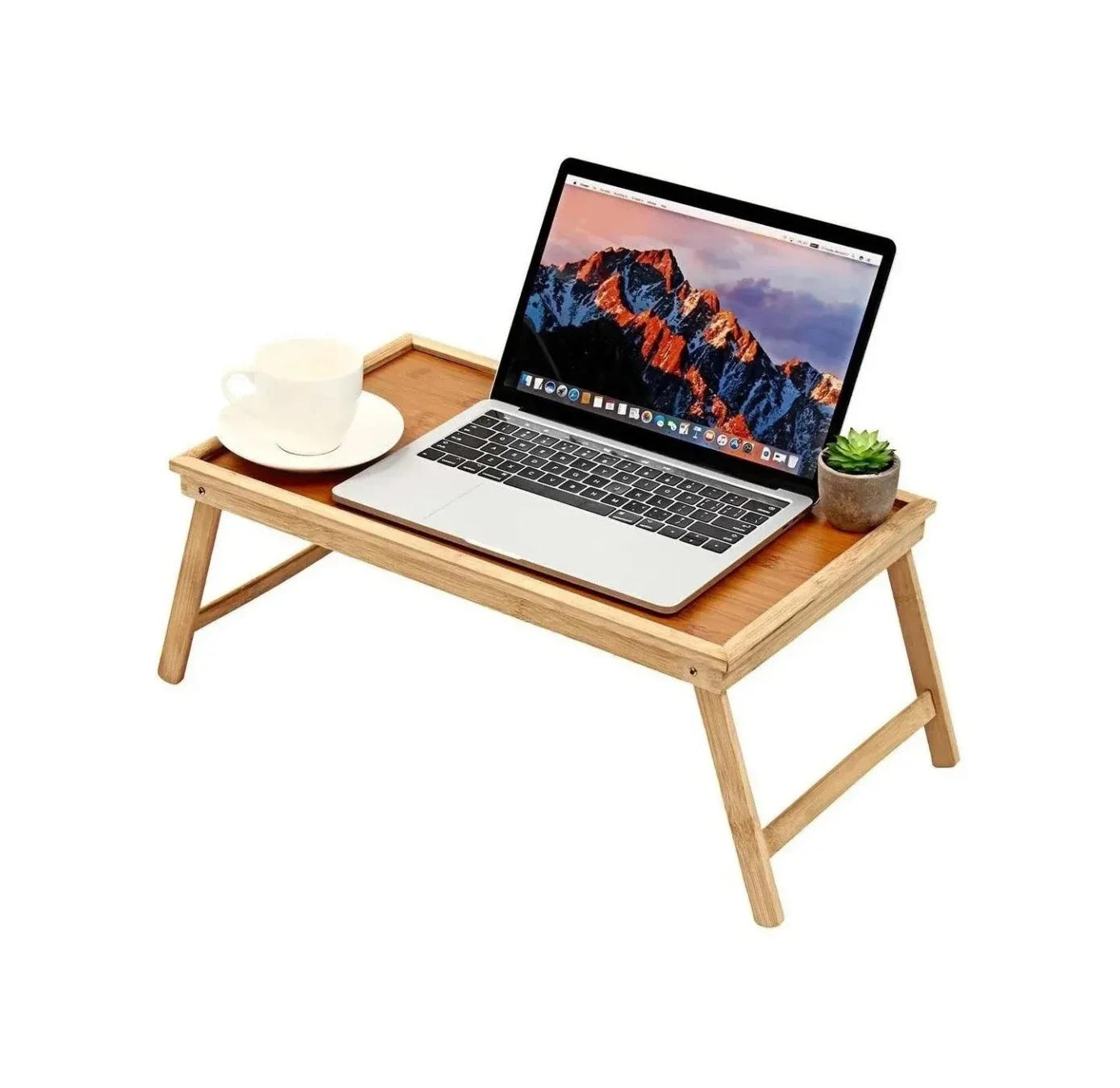 Wooden folding table tray with folding legs for breakfast in bed or use as Tv table, laptop tray snack tray. Desk dining tray 50x30x22cm