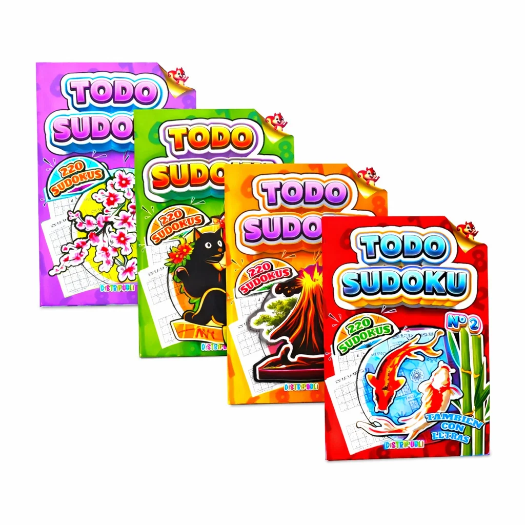 Todo Sudokus Pack de 4 Libros Español En Blanco Y Negro Para Adultos Y Mayores También Con Letras Distripubli