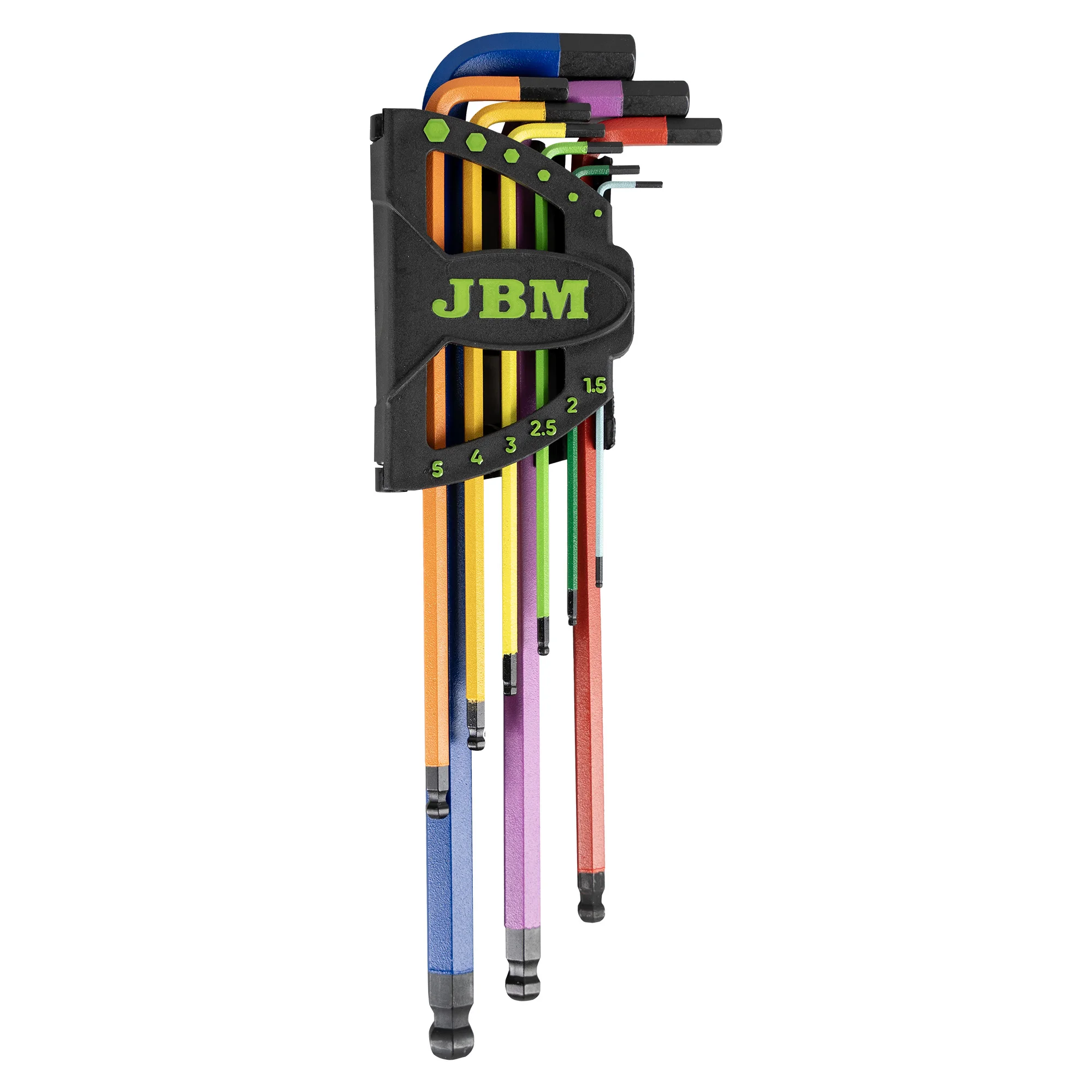 Be 9 colorful allen keys with extra long round tip JBM