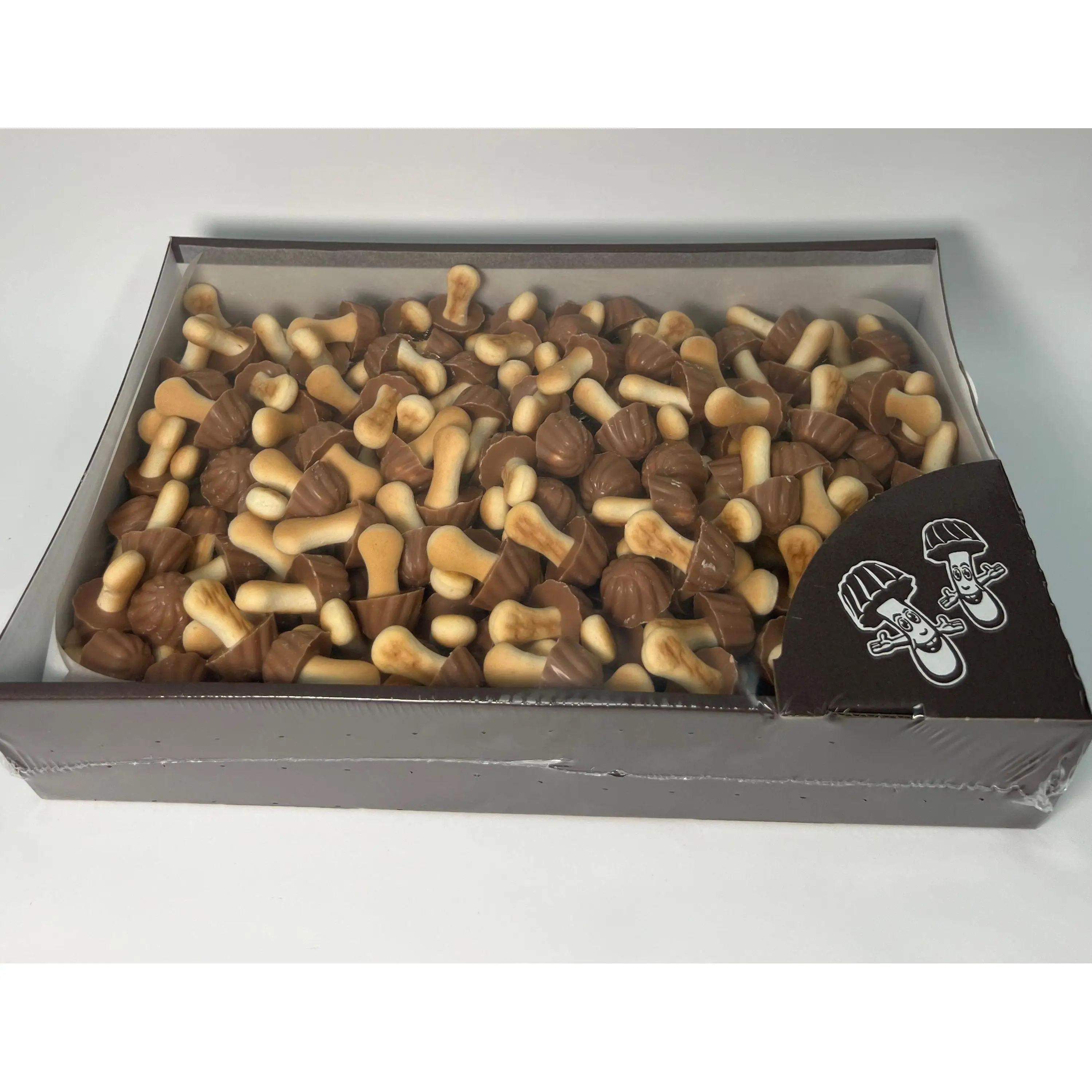 FUNNY MUSHROOMS GALLETITAS CON FORMA DE SETITAS DE CHOCOLATE CON SABOR A CARAMELO 1 KG (CONTIENE 250 unidades) MILTONAS