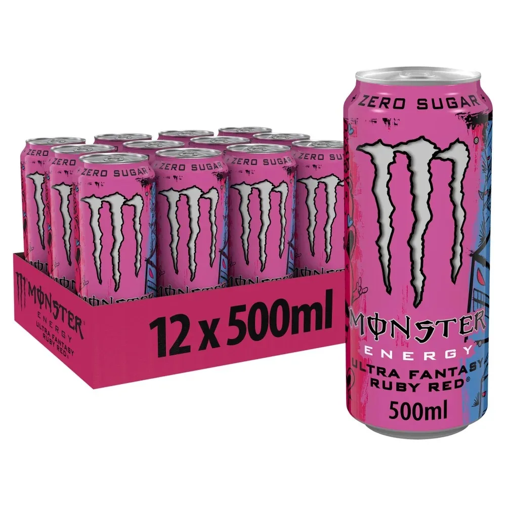 Monster ultra fantasy ruby red - red grapefruit flavor - 500ml cans - pack of 12 units